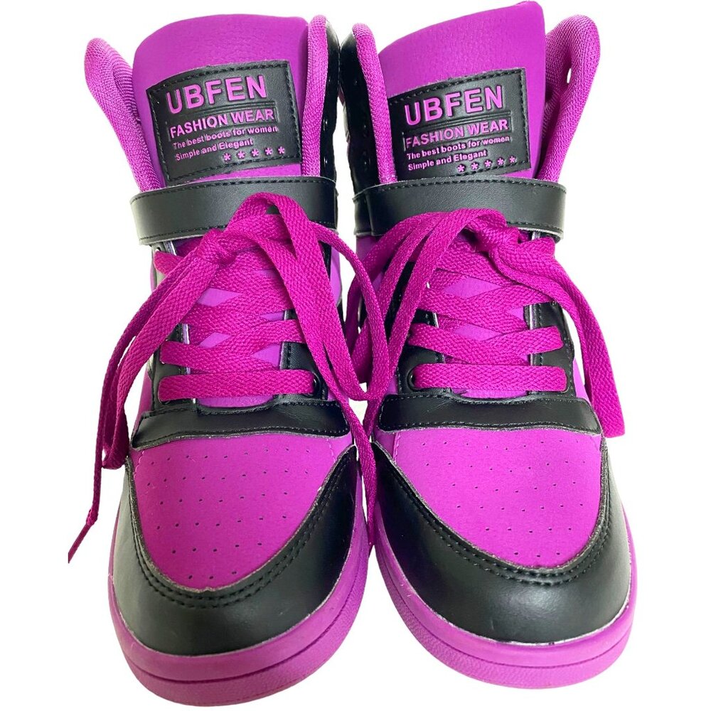 Ubfen Women's Fashion NWOB Magenta/Black Hidden Wedge Sneakers Size 40 (7.5)
